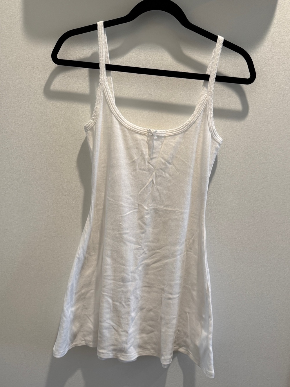 Skims white Cotton Pointelle cami dress
